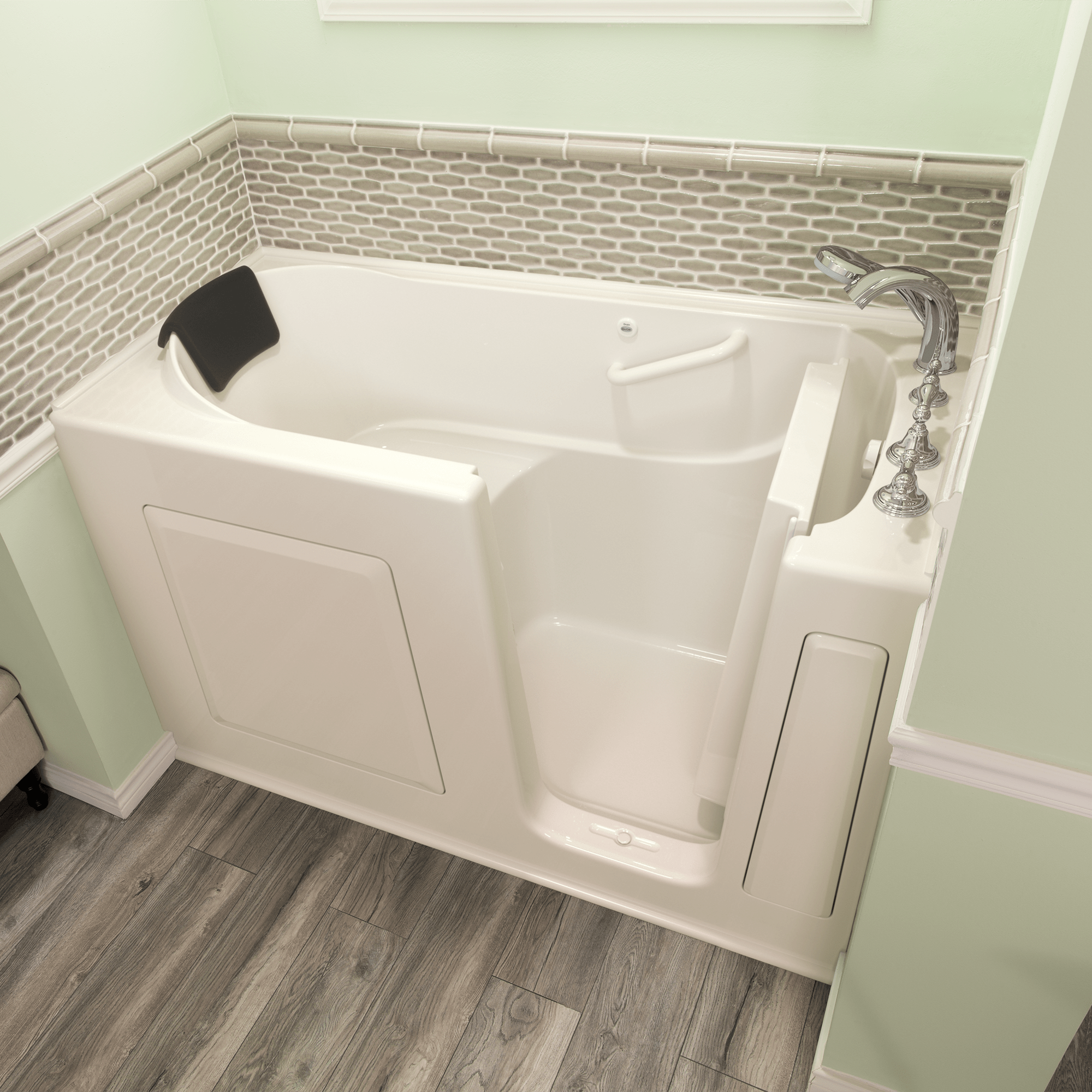 Gelcoat Premium Series 30 x 60  Inch Walk in Tub With Soaker System   Right Hand Drain With Faucet WIB LINEN